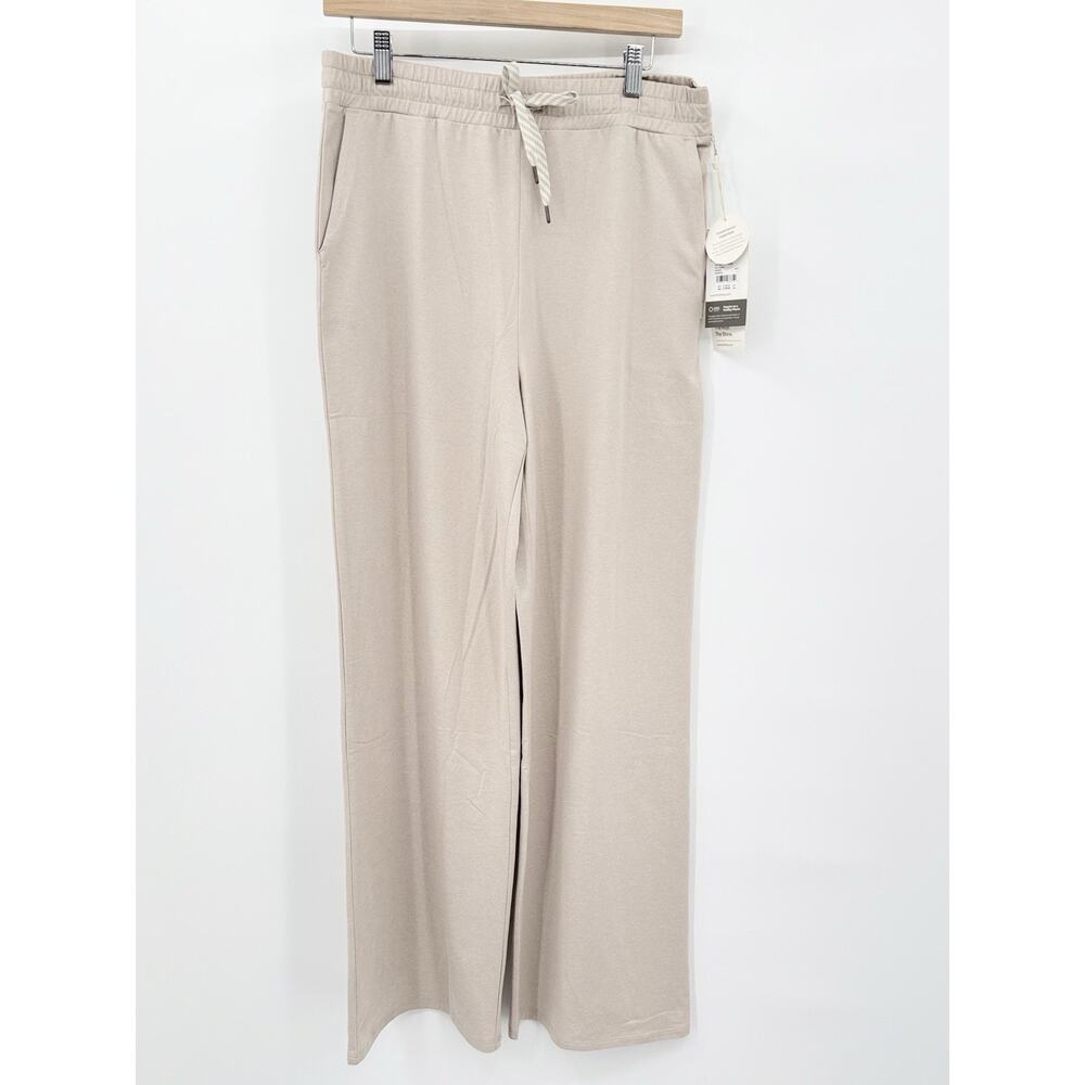 Vuori Halo Essential Wide Leg Pants Women’s Size Large Ecru Heather Cream NEW
